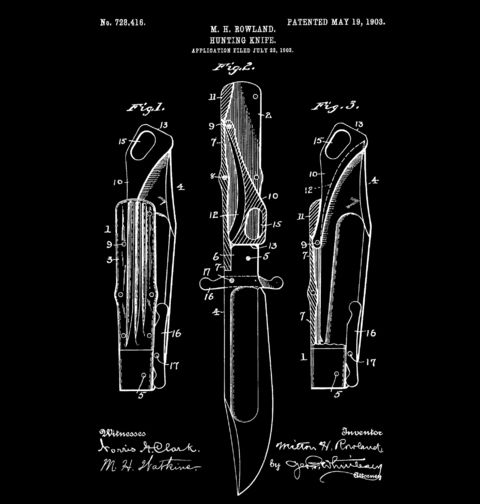 Obrázek produktu Dámské tričko Lovecký nůž Patent M. H. Rowlanda