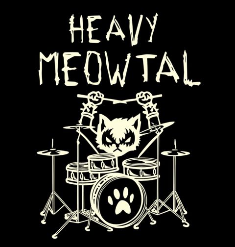 Obrázek produktu Dámské tričko Heavy Meowtal Kočky Bicí Metal