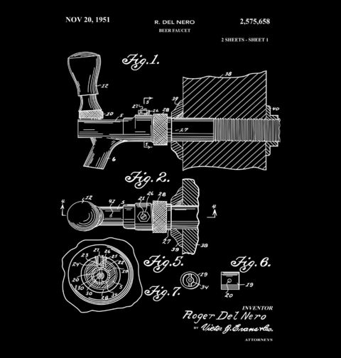 Obrázek produktu Pánské tričko Výčepní kohout pro pivo Patent R. Del Nera