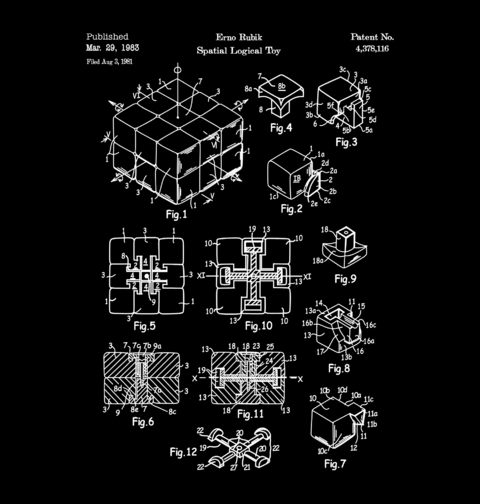 Obrázek produktu Pánské tričko Rubikova Kostka Patent Erno Rubika