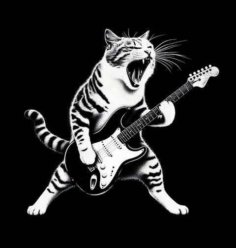 Obrázek produktu Pánská mikina Kočičí Rockstar Rock & Meow