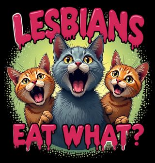 Obrázek 2 produktu Dámské tričko Lesby jí co? Vystrašené Kočky Lesbians Eat What