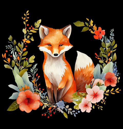 Obrázek produktu Pánské tričko Liška v Květinách Cute Red Fox