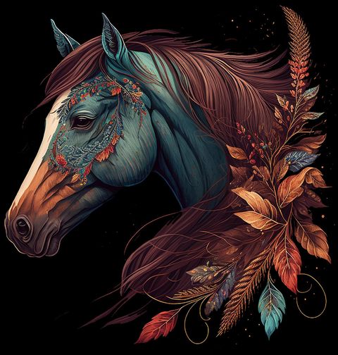 Obrázek produktu Pánské tričko Podzimní Kůň s listy Boho Horse 