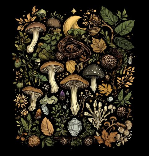 Obrázek produktu Pánské tričko Mystická Lesní Říše Hub Vintage Mushrooms Forest