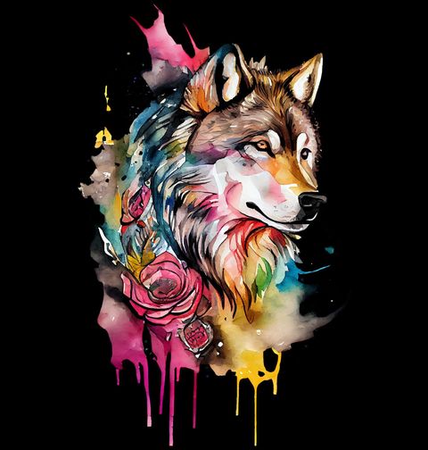 Obrázek produktu Dámské tričko Barevný Vlk Colorful Wolf