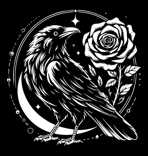 Obrázek produktu Dámské tričko Vrána a Růže Crow Rose Moon