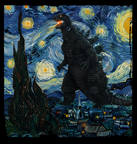 Obrázek produktu Dětské tričko Godzilla ve Hvězdné Noci