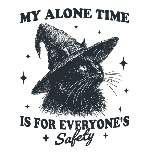Obrázek produktu Dámské tričko Kočka Čarodějnice My Alone Time Is for Everyone’s Safety