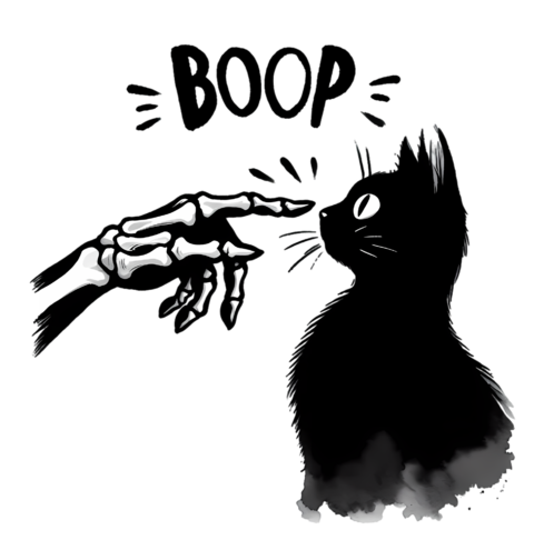 Obrázek produktu Dámské tričko Černá Kočka a Ruka Kostlivce Boop