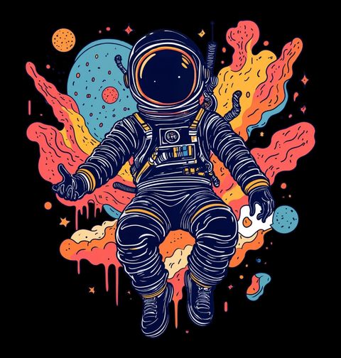 Obrázek produktu Dámské tričko Astronaut Ztracen v Barvách Vesmíru