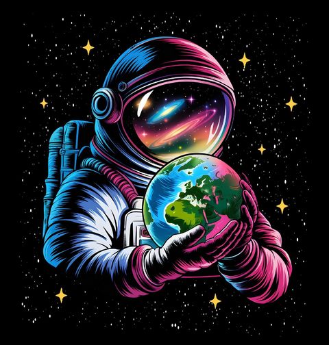 Obrázek produktu Pánské tričko Planeta Země v Dlaních Astronauta
