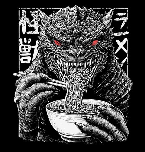 Obrázek produktu Dámské tričko Godzilla a Rámen