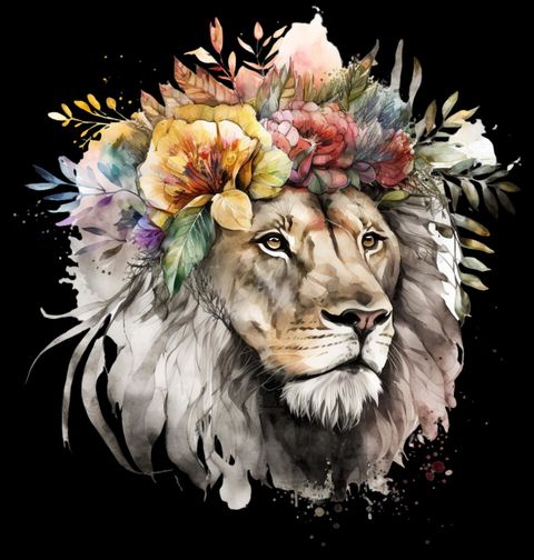 Obrázek produktu Pánské tričko Květinový Král Lev Flower Lion King