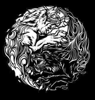 Obrázek 2 produktu Dámské tričko Jin a Jang Vlci divočiny Yin Yang Wolf