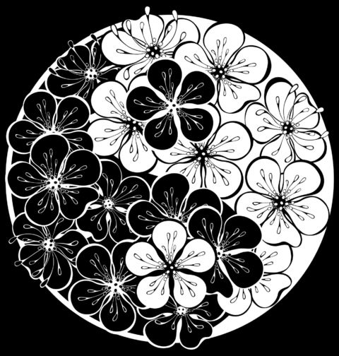Obrázek produktu Pánské tričko Jin a Jang Sakury Yin Yang Cherry Blossom