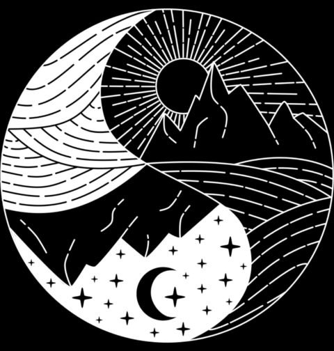 Obrázek produktu Pánské tričko Jin a Jang Hory Yin Yang Mountains