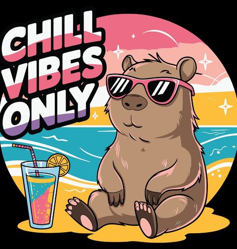 Obrázek produktu Pánská mikina Kapybara u moře Chill Vibes Only