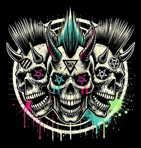 Obrázek produktu Dámské tričko Trojhlavá Lebka Punk Triple Skull