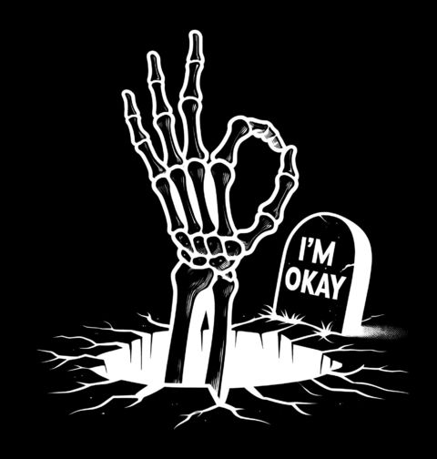 Obrázek produktu Pánské tričko Jsem v pohodě Ruka Kostlivce I’m Okay Skeleton 