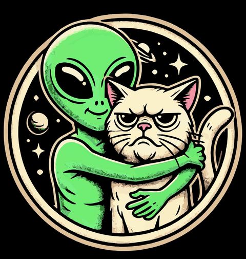 Obrázek produktu Dámské tričko Mimozemšťan a naštvaná Kočka Alien Cat