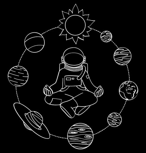 Obrázek produktu Dětské tričko Meditující Astronaut mezi planetami