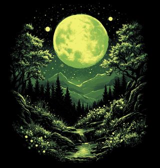 Obrázek 2 produktu Pánské tričko Zářící Zelený Měsíc Moon Green Forest