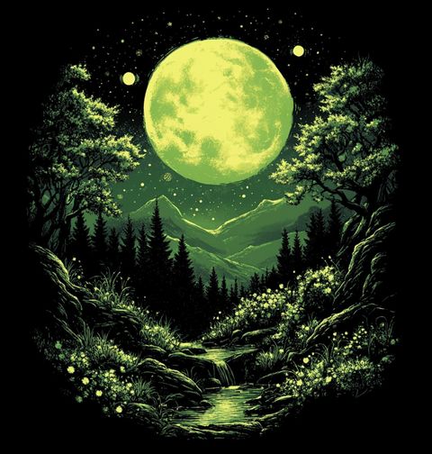 Obrázek produktu Pánské tričko Zářící Zelený Měsíc Moon Green Forest