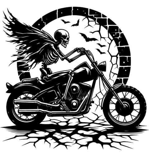 Obrázek produktu Pánské tričko Okřídlený Kostlivec na Motorce Biker from Hell