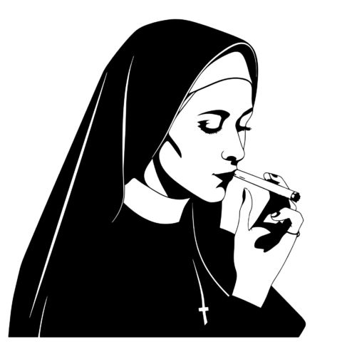 Obrázek produktu Dámské tričko Jeptiška s cigaretou Nun Smoking