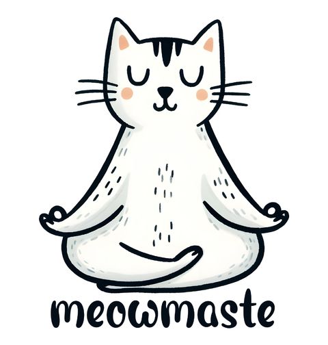 Obrázek produktu Dámské tričko Meditující Bílá Kočka Meowmaste