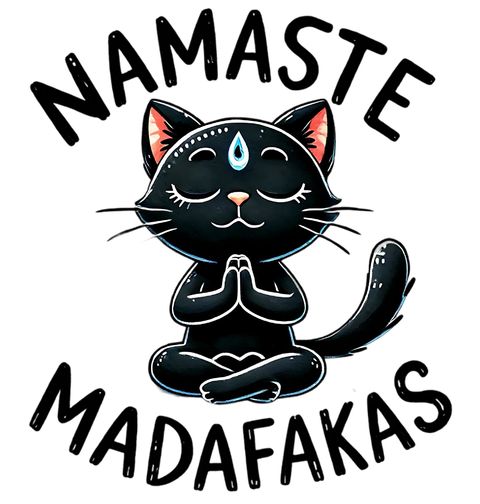 Obrázek produktu Pánské tričko Meditující Černá Kočka Namaste Madafakas