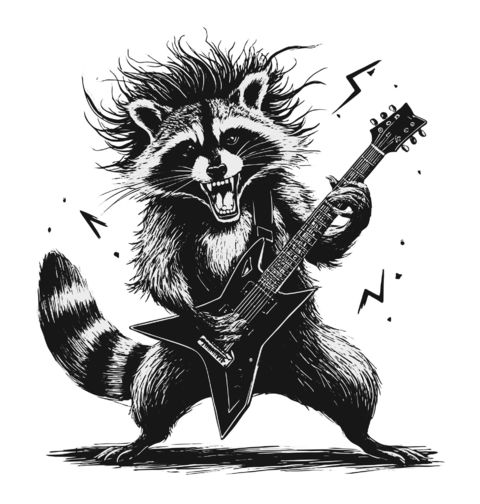 Obrázek produktu Dámské tričko Mýval s Kytarou Rock and Roll Guitar Raccoon