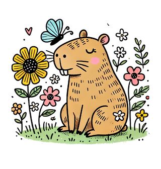 Obrázek 2 produktu Dětské tričko Kapybara mezi Květinami Cute Capybara