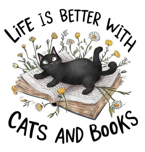 Obrázek produktu Pánské tričko Život je lepší s kočkami a knihami Life is better with cats and books