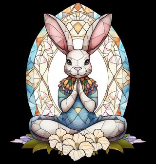 Obrázek 2 produktu Pánská mikina Meditující Králík Stained Glass Bunny
