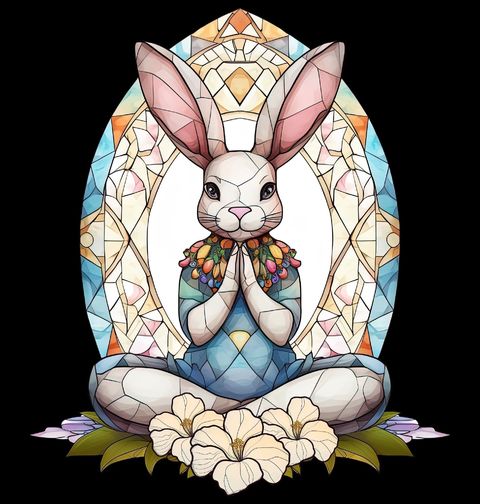 Obrázek produktu Dámské tričko Meditující Králík Stained Glass Bunny