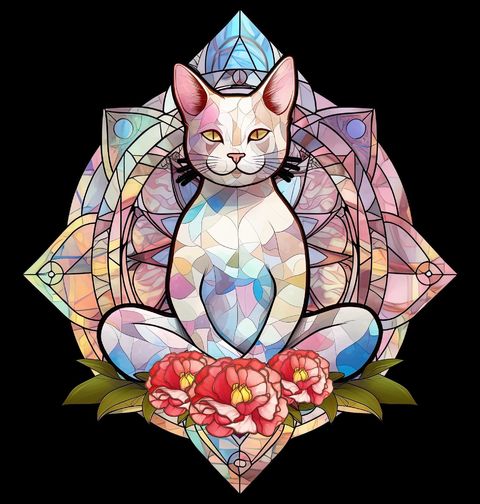 Obrázek produktu Pánská mikina Meditující Kočka Stained Glass Cat