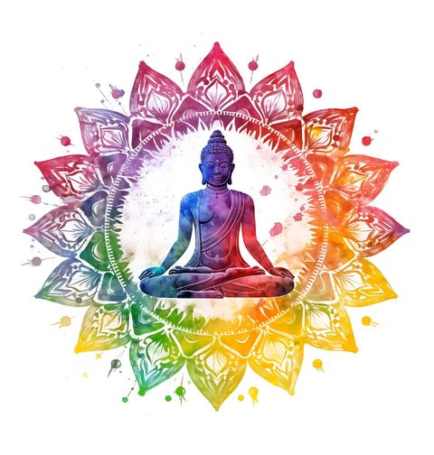 Obrázek produktu Dámské tričko Budha Duhová Meditace