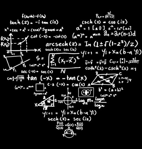 Obrázek produktu Pánské tričko Matematické Srdce plné Rovnic