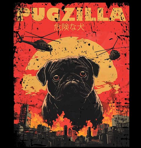 Obrázek produktu Pánská mikina Japonská Pugzilla útočí Godzilla