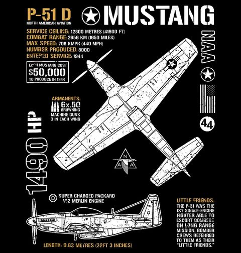 Obrázek produktu Pánské tričko P-51 Mustang Legenda nebes