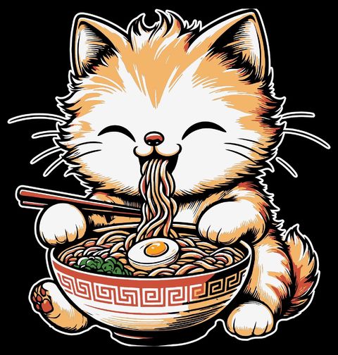 Obrázek produktu Dámské tričko Spokojená Kočka a Ramen
