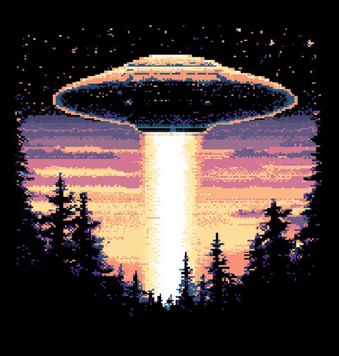 Obrázek produktu Dámské tričko 8bit Přílet Mimozemšťanů Pixalated UFO