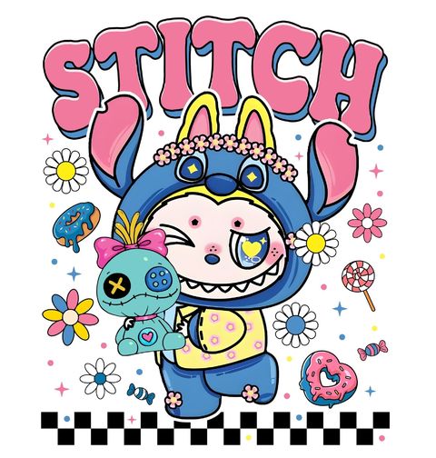 Obrázek produktu Dámské tričko Stitch Labubu s Voodoo Panenkou