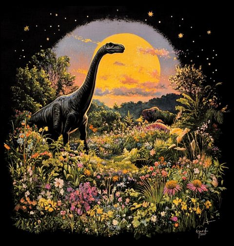 Obrázek produktu Dámské tričko Brachiosaurus v květinové džungli