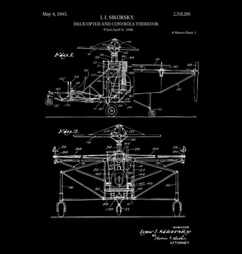 Obrázek produktu Pánské tričko Helikoptéra Patent I. I. Sikorsky