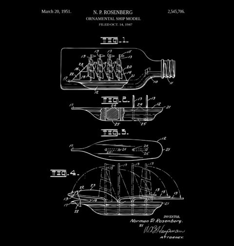 Obrázek produktu Pánské tričko Loď v láhvi Patent N. P. Rosenberg