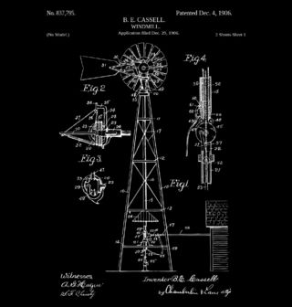 Obrázek 2 produktu Pánské tričko Větrný mlýn Patent B. E. Cassell