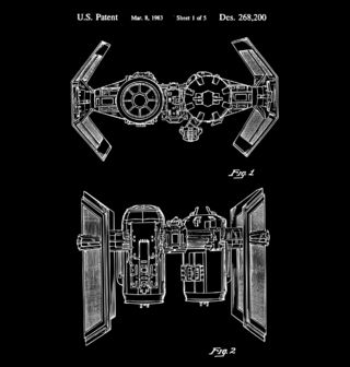 Obrázek 2 produktu Pánské tričko Stíhačka Darth Vadera Patent G. W. Lucas